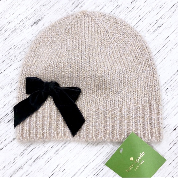NWT Kate Spade Western Velvet Bow Beanie OS - Picture 2 of 8